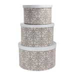 Ménage Essentials de boîte à chapeau 3 pièces avec couvercles en simili cuir, motif floral