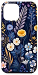 iPhone 12 Pro Max Navy Blue Wildflower Garden Botanical Floral Pattern Case