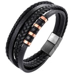 Stilsäkert och Slittåligt Vävt Läder Armband Svart 21CM