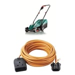 Bosch Rotak 32R Electric Rotary Lawnmower with Heavy-Duty Outdoor Power Socket with 10 m Extension Lead