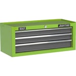 605 x 260 x 250mm GREEN 3 Drawer MID-BOX Tool Chest Lockable Storage Cabinet