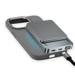 4Smarts OneStyle iPhone 15 Plus Silikon Deksel - MagSafe Kompatibel - m. MagSafe Kompatibel PowerBank 22.5W 5000mAh &amp; USB-C til USB-C kabel - Grå
