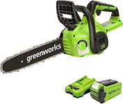 Greenworks G40CS30IIK2 Tronçonneuse à Batterie, Longueur du Guide-Chaîne de 12 Pouces (30cm), Vitesse de la Chaîne de 4,2 m/s, Poids de 2.6kg,Batterie 40V 2Ah et Chargeur, Garantie 3 Ans