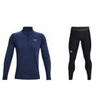 Versatile Warm Up Top for Men, Light and Breathable Zip Up Top for Working Out & Men UA HG Armour Leggings, Comfortable and Robust Gym Leggings, Lightweight and Elastic Thermal Underwear
