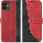 Mulbess iPhone 12 Mini Case, iPhone 12 Mini Phone Cover, Stylish Flip Leather Wallet Phone Case for iPhone 12 Mini 5G (5.4 Inch), Wine Red