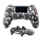 QLOVE Wireless Controller for PS4, Controller with Six-axis Double Vibration Shock and Audio, Controllers Gamepad Joystick Gamepad for PlayStation 4/PS4 Slim/Pro/PS3,skull