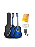 3Rd Avenue Full Size 4/4 Classical Guitar Beginner Bundle - 6 Months Free Lessons - Blueburst