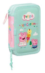 PEPPA Pig Ice Cream - Trousse scolaire pour enfant, avec 28 outils inclus, idéale pour les enfants de 5 à 14 ans, polyvalente, résistante, 12,5 x 4 x 19,5 cm, rose clair/vert menthe, Rose clair/vert
