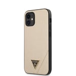 Guess GUHCP12SVSATMLLG Saffiano Case for iPhone 12 Mini 5.4 Inches Golden