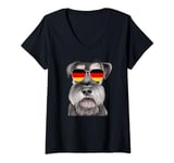 Womens Miniature Schnauzer Dog Germany Flag Sunglasses V-Neck T-Shirt