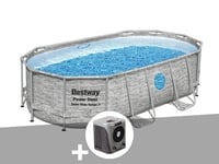 Kit piscine tubulaire ovale Bestway Power Steel SwimVista avec hublots 4,27 x 2,50 x 1,00 m + Pompe à chaleur