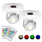 HONWELL LED Spotlight Battery Powered Wireless Ceiling Lights Remote Controlled Colors Changing Accent Light Dimmable Picture Light with Rotatable Light Head for Cabinet Artwork Dart Board 2 Pack