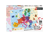 Nathan - Puzzle Enfant - 250 pièces - Carte d'Europe - Filles ou garçons dès 8 ans - Puzzle de qualité supérieure - Carton épais et résistant - Cartographie - 86879
