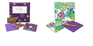 Flying Wish Paper Combo Set, 1 x Purple Snow, Large Kit + 1 x Cactus Green, Mini Kit - Write it, Light it & Watch it Fly - (2 x Sets)