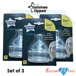 3 x Tommee Tippee Twin Anti Colic Teats 0 Months+ Slow Release (6 Teats)