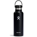 Hydro Flask Water Bottle Insulated 532ml Standard Mouth Flex Cap Black