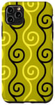 Coque pour iPhone 11 Pro Max Yellow Mustard Spirals Repeating Curles Ancient Pattern