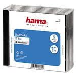 Hama Boîtier standard (pour CD et disques Blu-Ray, Étui protecteur pour CD, paquet de 5) Noir/Transparent