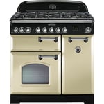 Rangemaster Classic Deluxe CDL90DFFCR/C 90cm Dual Fuel Range Cooker - Cream / Chrome - A/A Rated