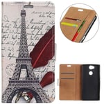 KM-WEN® Case for Sony Xperia XA2 Plus (6.0 Inch) Book Style The Eiffel Tower Pattern Magnetic Closure PU Leather Wallet Case Flip Cover Case Bag with Stand Protective Cover Color-2