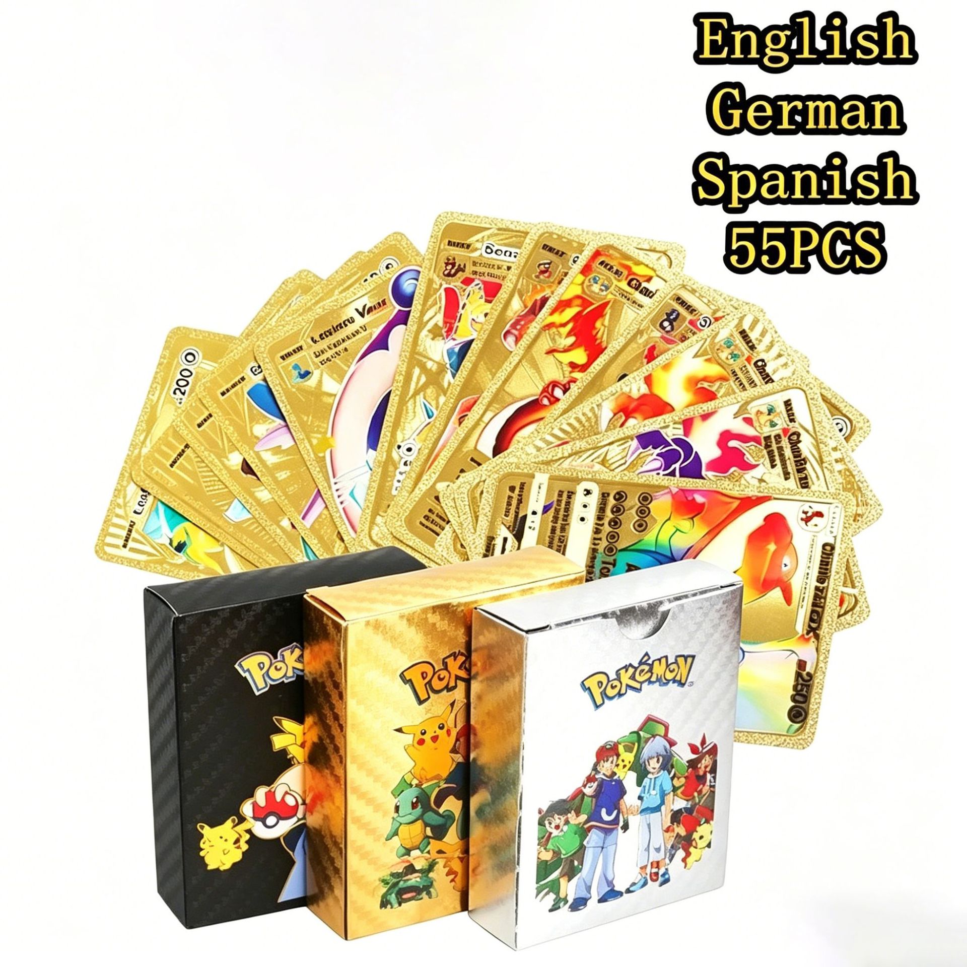 golden pokemon cards 55 pcs GOLD Collectible SET Allbag Exclusive Golden Pokmon Battle Cards