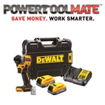 Dewalt DCF850E2T 18v XR Powerstack Brushless Impact Driver Kit CW 2 x Powerstack