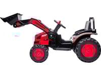Triton Batteridriven Barntraktor Grävmaskin Röd + Rörlig Skoparm + Fjärrkontroll + Långsam Start + Fm-Radio + Led