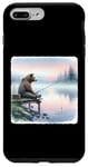 Coque pour iPhone 7 Plus/8 Plus Canne à pêche à l'ours au bord du lac brumeux à l'aube