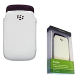 Genuine BlackBerry Curve 9350 9360 9370 White Leather Purple Lined Pocket Pouch