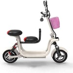 PARTAS Sightseeing/Commuting Tool - Adult Folding Scooter, 48V Electric Scooter, Portable Mini Electric Bicycle With Child Seat Lithium Battery 400W (Color : 8ah|white)