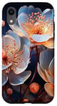 Coque pour iPhone XR Jolie fleur transparente bleu rose fleurissant art floral