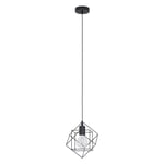 Hanging Ceiling Pendant Light Black Steel Cube Frame 1x E27 Geometric Lamp