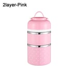 Thermal Lunch Box Food Storage Container Microwave Heating Pink 2layer