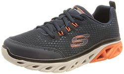 Skechers Glide-Step Sport Wave Heat Sneaker, Navy & Blue Textile/Orange & Black Trim, 13 UK Child