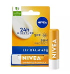 NIVEA Sun Protect Caring Lip Balm (4.8g), Lip Balm with Shea Butter and SPF 30