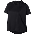 Nike W NK Dry Miler Top SS Plus T-Shirt Femme, Black/Reflective Silv, FR : 4XL (Taille Fabricant : 2X)