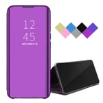 BRAND SET Case for Samsung Galaxy A41 Plating Smart Mirror Case Shell Automatic Have Sleep/Wake Function Flip Case All-inclusive Mobile Phone Case Suitable for Samsung Galaxy A41-Rose Purple