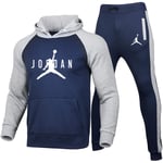 DSFF Jordan Veste à capuche et pantalon de sport 2 pièces pour homme Gris/bleu B-S