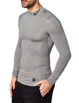 Nike Men Compression Mock Long Sleeve Shirt - Carbon Heather/Black/Black, X-Large