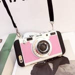 Mighty-eagle New Emily in Paris Phone Case Vintage Camera,Modern 3D Vintage Style Camera Design Silicone Cover with Long Strap Rope for iPhone 11 PRO MAX/X/XS/MAX (For iPhone XR, Pink)