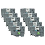 vhbw 10x Rubans compatible avec Brother PT D600VP, E110, E100B, E115, E105, E200, E100, E100VP imprimante d'étiquettes 12mm Noir sur Blanc