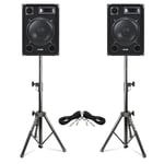 Pair MAX SP12 12" Mobile DJ Disco Party PA Full Range Speakers w/ Stands 1400W