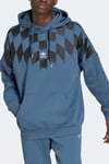 Adidas Men's  Checked Hooded Sweatshirt In Blue