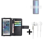 Wallet Case Cover for Sony Xperia 8 Lite + headphones black screen protector