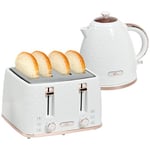 HOMCOM Kettle and Toaster Set, 1.7L 3000W Fast Boil Jug Kettle with Auto Shut Off, 4 Slice Toaster with 7 Level Browning Controls & Crumb Tray, Cream