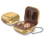 Wiki VALLEY Case for Galaxy Buds Live 2020 Charging Case Cover,PC Shockproof Protective Case Release LED Visible Two-Pieces Designed with Carabiner-Gold