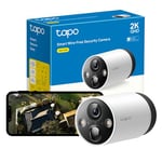 Tapo Smart Wire-Free Security outdoor Camera, IP65 Weatherproof, Full-Colour Night Vision, Rechargeable Battery, 2K QHD, AI Detection, Works with Alexa&Google Home, no hub provided(Tapo C420)