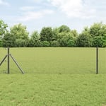 Stolpsats Set av 2 Grå Stål 25 x 0.5 m Hållbar Grå stålstolpe