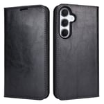 Samsung Galaxy A55 Smidigt mobilfodral i äkta läder, Svart