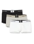 Calvin Klein Men's Low Rise Trunk 3Pk 000NB3532A, Multicolour (Black, Authentic Grey, White), S (Pack of 3)